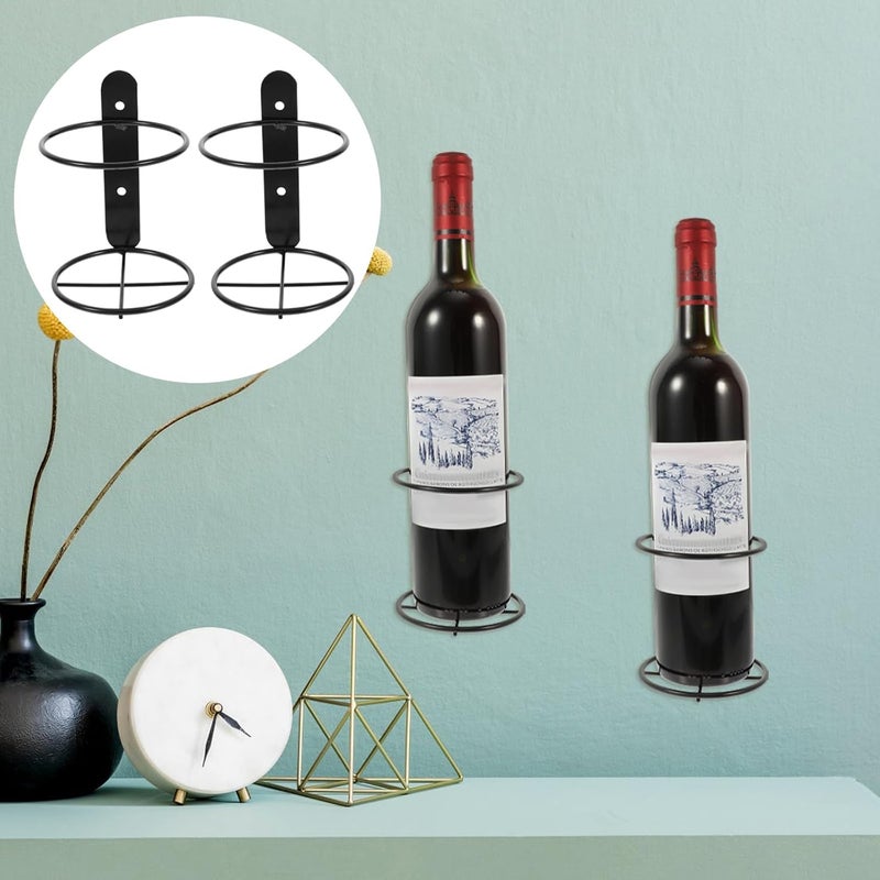 Veemoon 2pcs Wall Mounted Wine Rack Iron Single Wine Display Holder Wall Hanging Red Organizer Bottle Stands Shelf Black Storge Hardware Metal Storage Rack Beverages/Liquor - Image 4